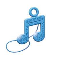 A blue music note with intricate designs and a hanging loop is shown against a white background surrounded by shimmering sparkles, perfect for holiday decorations or festive occasions. png