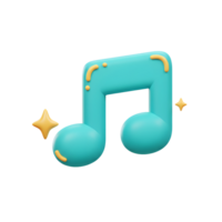 This is a 3D illustration of a turquoise music note with yellow accents, perfect for adding a playful touch to music related content. png