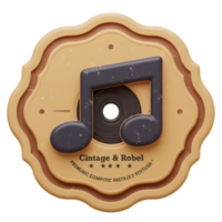 A music note rests upon a vintage-style record decoration, evoking a sense of nostalgia and musical history for decorative or artistic purposes. png