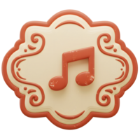A reddish music note is displayed inside a decorative frame with swirls, suggesting its potential for music-related decorative projects. png