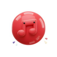 A whimsical red music note sits centered on a red circle with colorful accents, creating a cheerful and playful image suitable for various creative projects. png