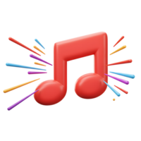 An illustration shows a red music note surrounded by colorful rays suggesting sound or energy, ideal for use in a musical or audio context. png