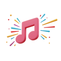A pink music note is surrounded by colorful rays and dots, which can be used for music promotions and events. png