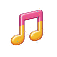 A colorful music note illustration is surrounded by confetti, making it perfect for use in projects related to music and celebration. png