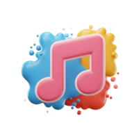 A pink music note icon appears with colorful paint splashes of blue, yellow, and red for creative designs. png