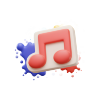 A pink music note is placed atop a white square, surrounded by colorful paint splatters, perfect for artistic or musical projects. png
