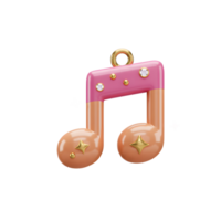 A 3D rendering of a pink and orange music note adorned with jewels and stars provides a decorative touch for festive occasions. png