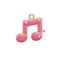 A pink musical note, adorned with gems and golden stars, creates a cheerful and decorative image suitable for music-related themes or decorative purposes. png
