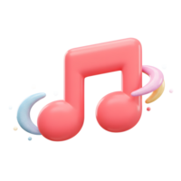 A pink musical note is surrounded by curved pastel shapes and dots, perfect for expressing themes related to music and sound. png