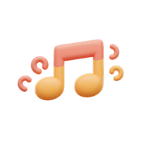 A 3D rendered illustration features a stylized musical note with smaller curving accent marks around it, great for representing sound or music. png