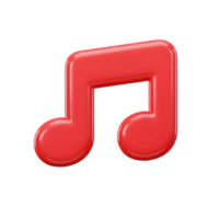 A vibrant red musical note is displayed against a white background, often used to represent music, audio, or sound. png