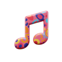 A pink music note with colorful patterns floats against a white background, perfect for adding a creative touch to designs. png