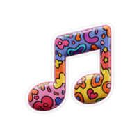A colourful music note with a variety of patterns provides a joyful and artistic representation of musical expression. png