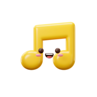 A cheerful yellow music note character with a happy face is isolated on a white background, perfect for using in music-themed designs or educational materials. png