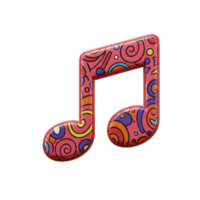 An isolated pink music note with a bright, colorful pattern creates a fun and playful image, suitable for use in a variety of design projects. png