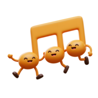 Orange musical note character are dancing, smiling, and having fun, creating a playful and cheerful illustration suitable for children's content or music-related designs. png