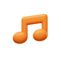 A 3D rendered orange music note hovers over a white background, perfect for incorporating into designs related to music or sound. png
