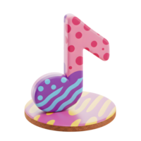 A whimsical music note is illustrated with playful patterns in pink, purple and yellow colors, perfect for adding a musical touch to creative projects. png