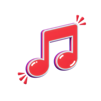 A bright red 3D music note with sound waves floats against a white background, which could be used to represent audio or musical concepts. png