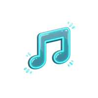 A glowing blue music note is isolated on a white background, and it can be used as a graphic element in music-themed designs. png