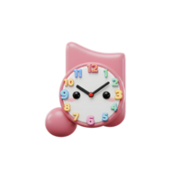 This cartoon clock has a cute face and colorful numbers, making it a fun way to teach children about time. png
