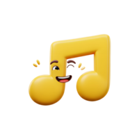 A yellow music note character with a face is winking and smiling against a white background, making it perfect for use in children's content or music-related projects. png