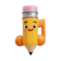 A cute cartoon pencil with a smiling face and a musical note attached to its side makes a cheerful and playful image for educational content. png