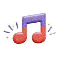 Illustration of a musical note with a glittering texture and accompanied by small stars, suitable for use in projects related to music or sound. png