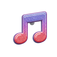 Sparkly music note illustration with surrounding stars creates a cheerful and whimsical vibe, suitable for creative projects. png