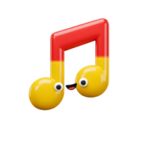 A cartoon music note with a red and yellow color scheme features eyes and a mouth, creating a playful image suitable for educational or entertainment projects. png