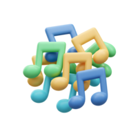 A pile of colorful 3D musical notes suggests vibrancy and fun, suitable for use in projects related to music and entertainment. png