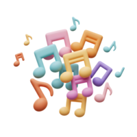 This illustration features a collection of brightly colored music notes floating in space, perfect for use in musical promotions or creative projects. png
