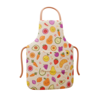 This adorable apron features a fun, colorful fruit pattern that is great for cooking and baking activities in the kitchen. png