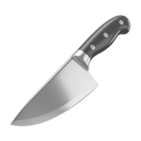 A sharp kitchen knife is displayed on a white background, which is commonly used for food preparation. png