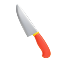 This is an image of a cartoon knife with a grey blade and a bright orange handle, and it could be used for cooking or preparing food. png