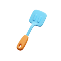 A blue and orange spatula is isolated on a white background for use in the kitchen when cooking. png