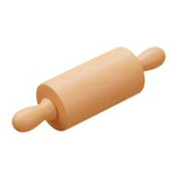 A light brown rolling pin lies diagonally on a white background which can be used for baking. png