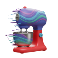 A stand mixer with colorful splashes of paint appears to be in motion, suggesting its purpose is for mixing ingredients. png