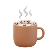 A cup of hot chocolate with marshmallows and steam evokes feelings of warmth and relaxation, perfect for cozy winter scenes. png