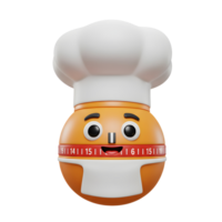 An orange egg timer with a chef's hat and cute smiling face can be used to measure time in the kitchen. png
