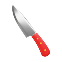 A sharp knife is presented with a red handle secured by golden pins, ideal for cutting and other kitchen tasks. png