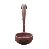 A brown ladle featuring a smiling face is shown against a white background, suitable for cooking and serving. png