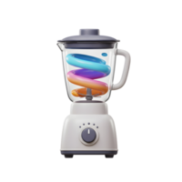 A blender with a clear glass container features a colorful swirl inside, offering an interesting visual element in food preparation. png