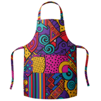 A vibrant apron featuring an abstract pattern with geometric shapes and colorful details is perfect for cooking. png