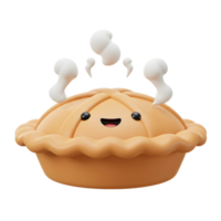 This is a cute cartoon pie with steam rising from it that can be used for food-related illustrations. png