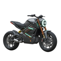 A modern gray motorcycle features a round headlight and sleek design, making it perfect for urban transportation or recreational riding. png