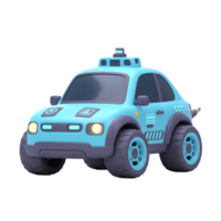 A blue toy car with chunky tires and a sleek design sits on a white background, ideal for children's illustrations or educational content. png