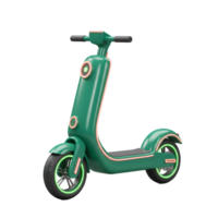 A green electric scooter with black handles and wheels is displayed against a clean white backdrop, ideal for daily commute. png