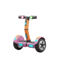 A pink and orange self-balancing scooter with glowing lights stands on a white background, making it ready for personal transportation. png