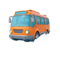 A cartoon style orange bus drives through water, creating a splash, ideal for transportation themes or children's illustrations. png